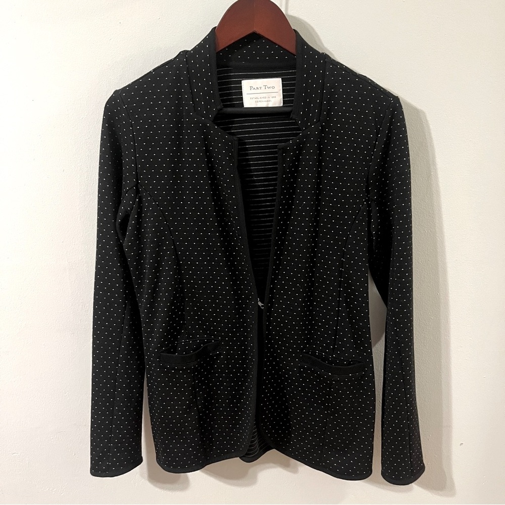 Part Two birdseye dot knit jacket with hook and eye closure size M
